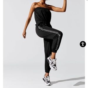 Adam Selman Lace-Up Strapless Jumpsuit/ Tracksuit